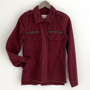 Red Overshirt with pockets and embroidery western style